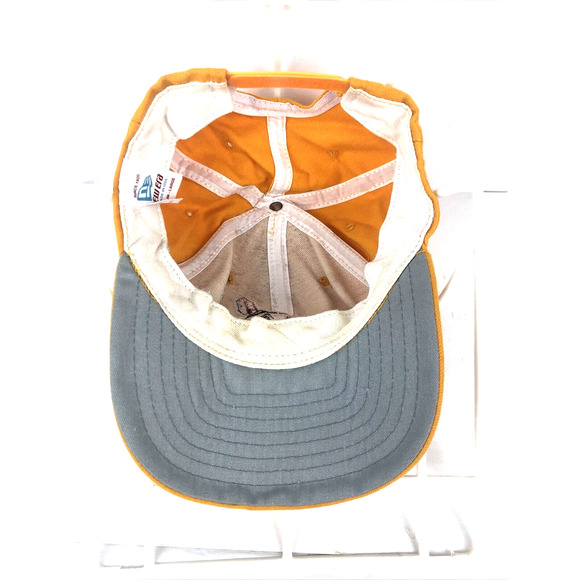 RARE Vintage Cleveland Indians Yellow Snapback Hat Chief Wahoo New Era Med/Lg - Picture 6 of 10